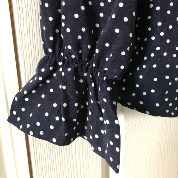 NWOT Shein - Navy Blue Polka Dot Blouse - Picture 2 of 3